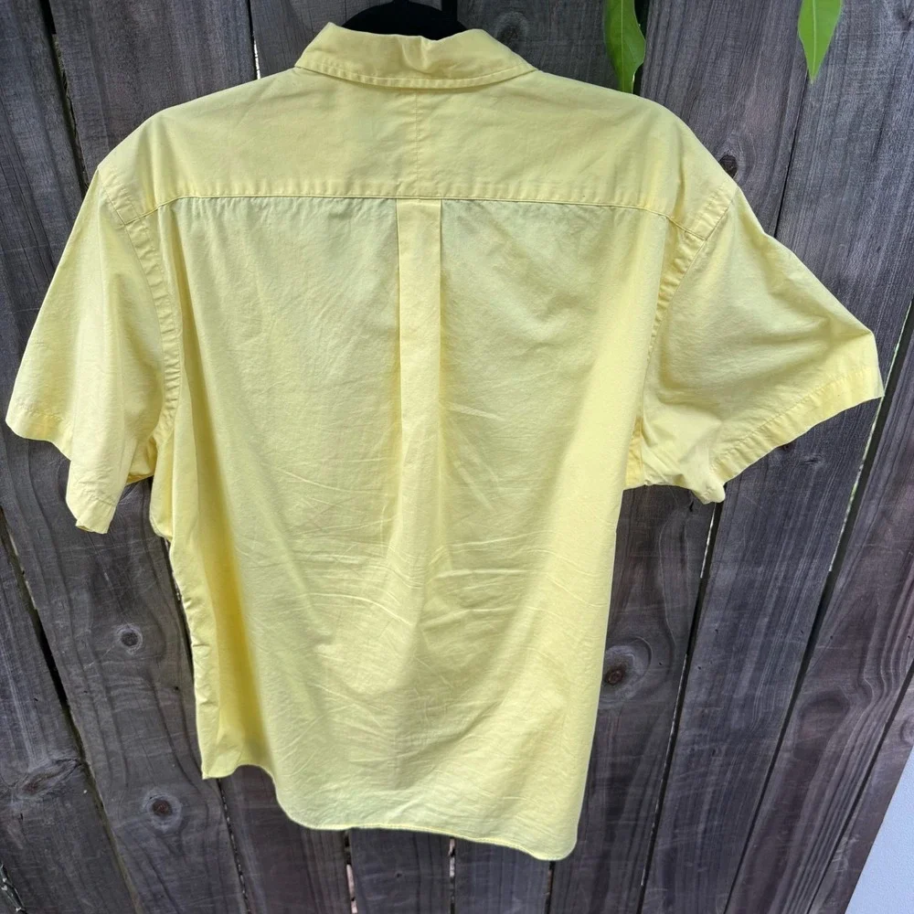 Polo Ralph Lauren Button Down Shirt Mens XL Yellow Cotton Short Sleeve Pony